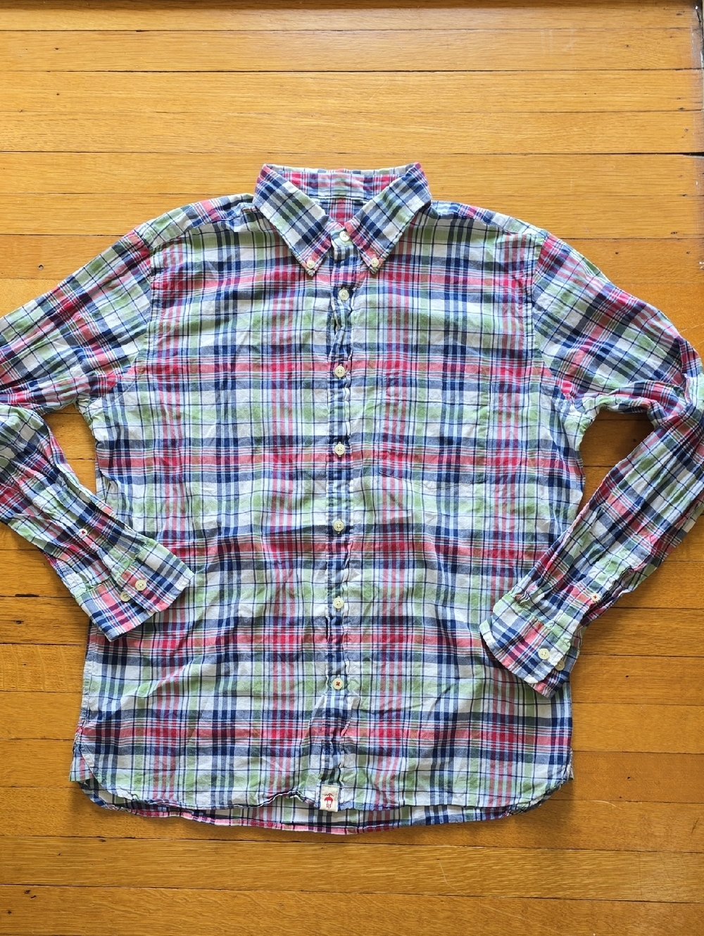 Brooks Brothers, Red Fleece, Plaid Button Down Shirt, Multicolor, EUC,Men's L